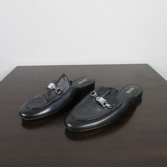 Michael Kors Charlton Leather Loafer Mules Slip On Mini Stacked Heel 7M 402 - Picture 1 of 9